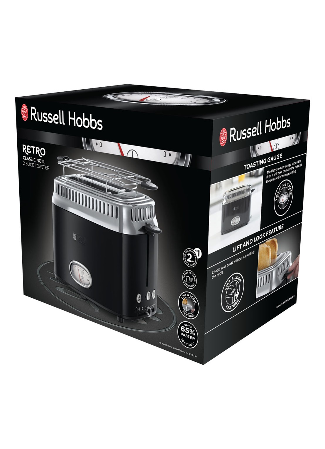 Russell Hobbs Retro Classic broodrooster 2-slots - detail 5 zwart
