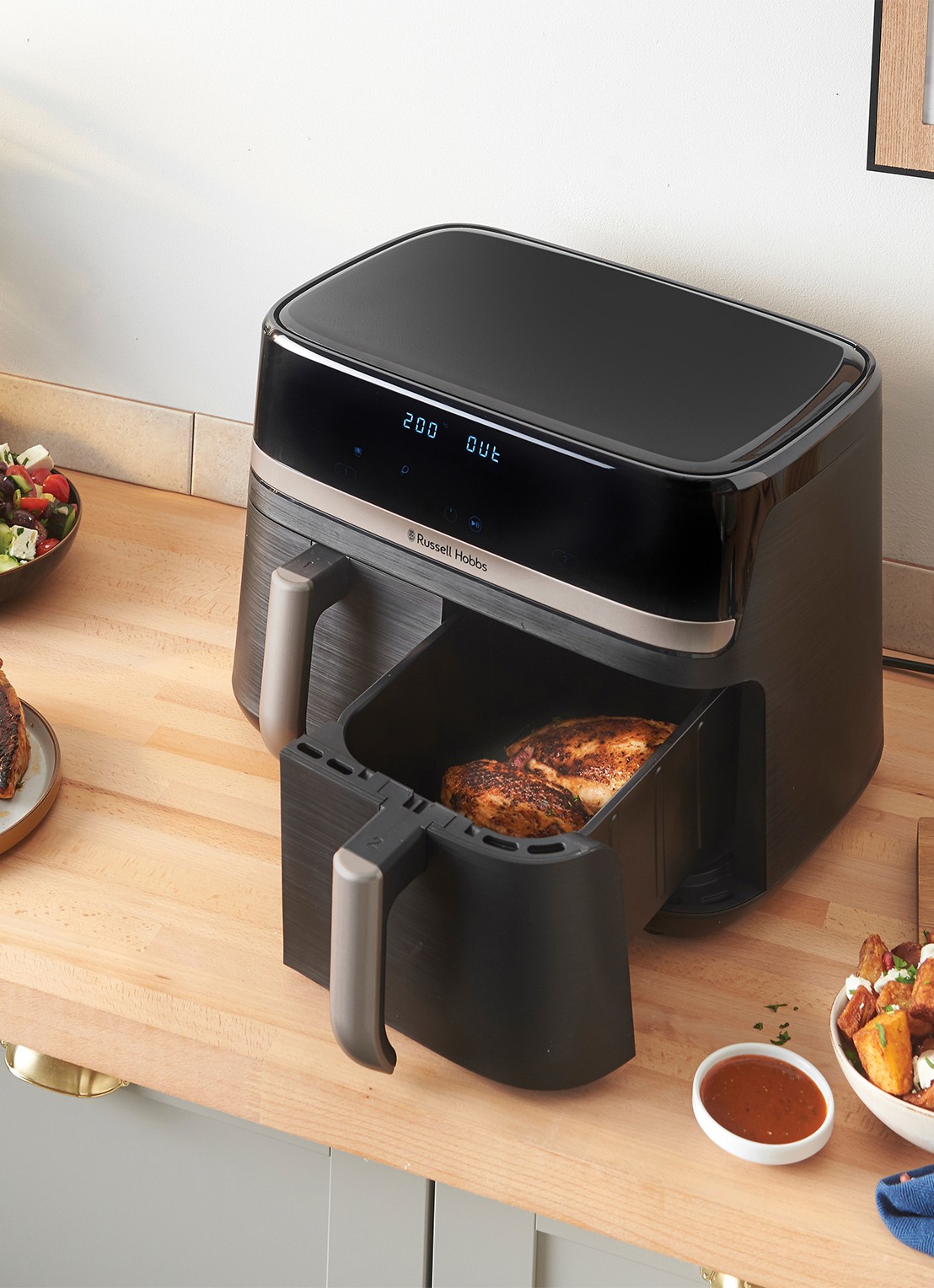 Russell Hobbs Satisfry Dual Basket airfryer 9 liter 27680-56 - detail 4 zwart