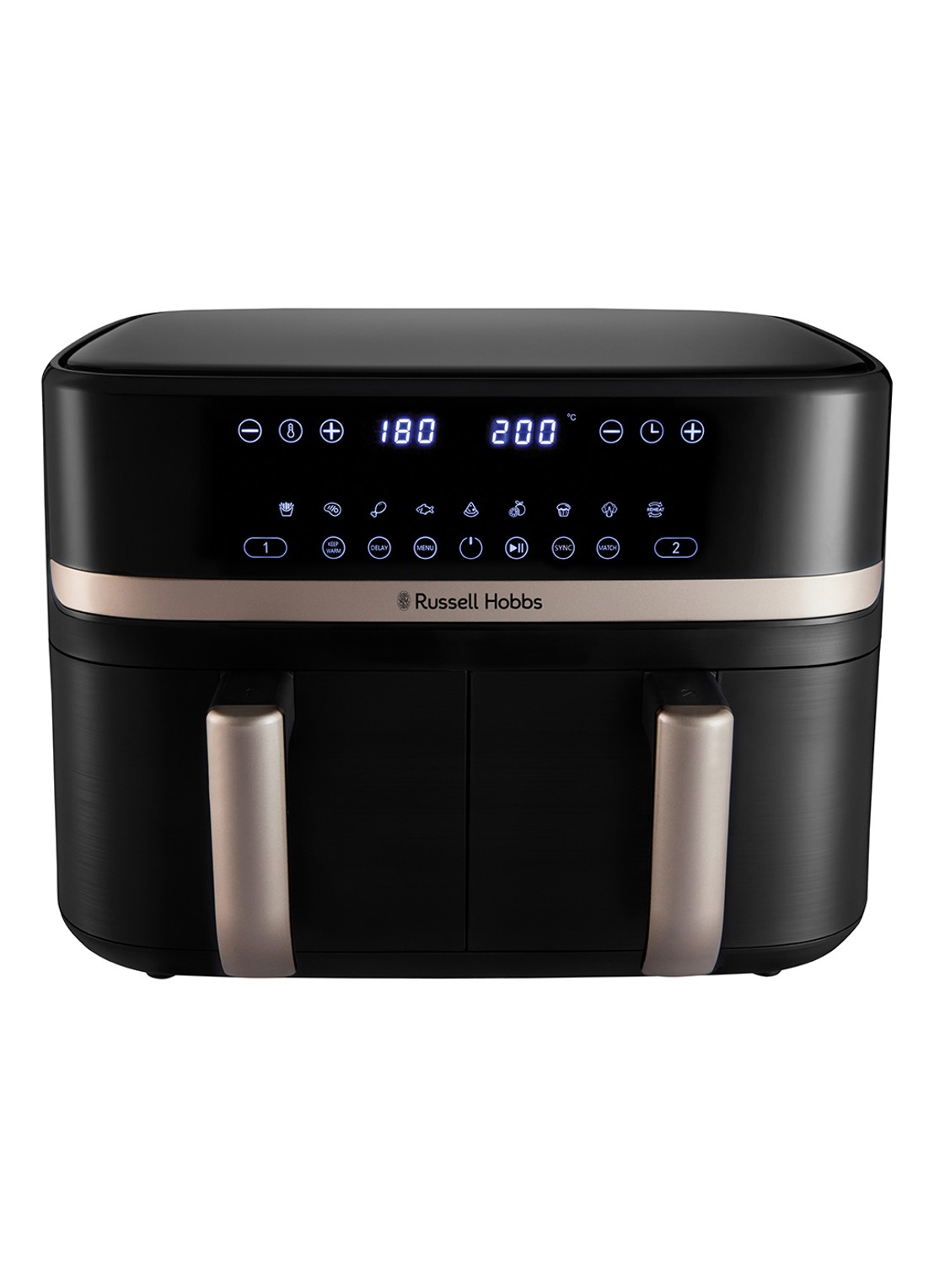 Russell Hobbs Satisfry Dual Basket airfryer 9 liter 27680-56 - voorkant zwart