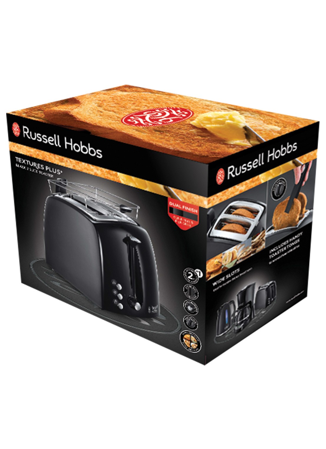 Russell Hobbs Textures Plus+ broodrooster 2-slots - achterkant 7 zwart