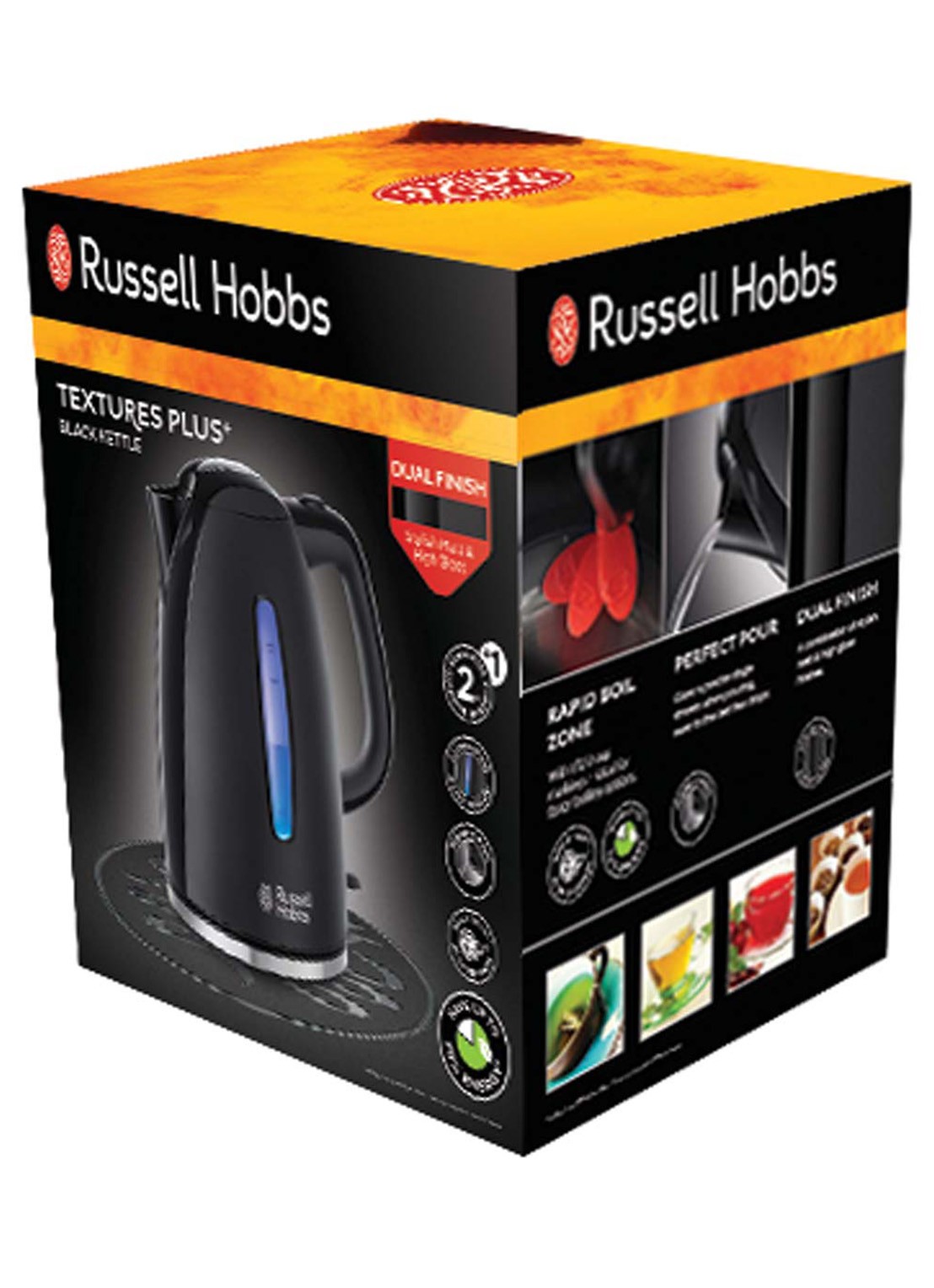 Russell Hobbs Textures Plus+ waterkoker 1,7 liter 22591-70 - achterkant zwart