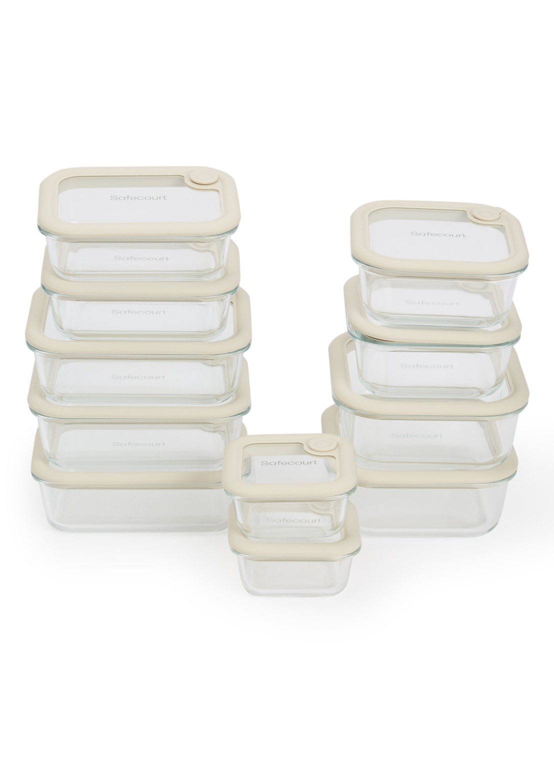 Safecourt Foodstorage vershouddoos set van 11 - voorkant beige