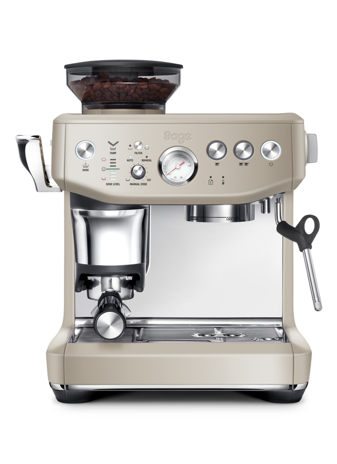 Sage Barista Express Impress espressomachine SES876 - voorkant lichtbruin