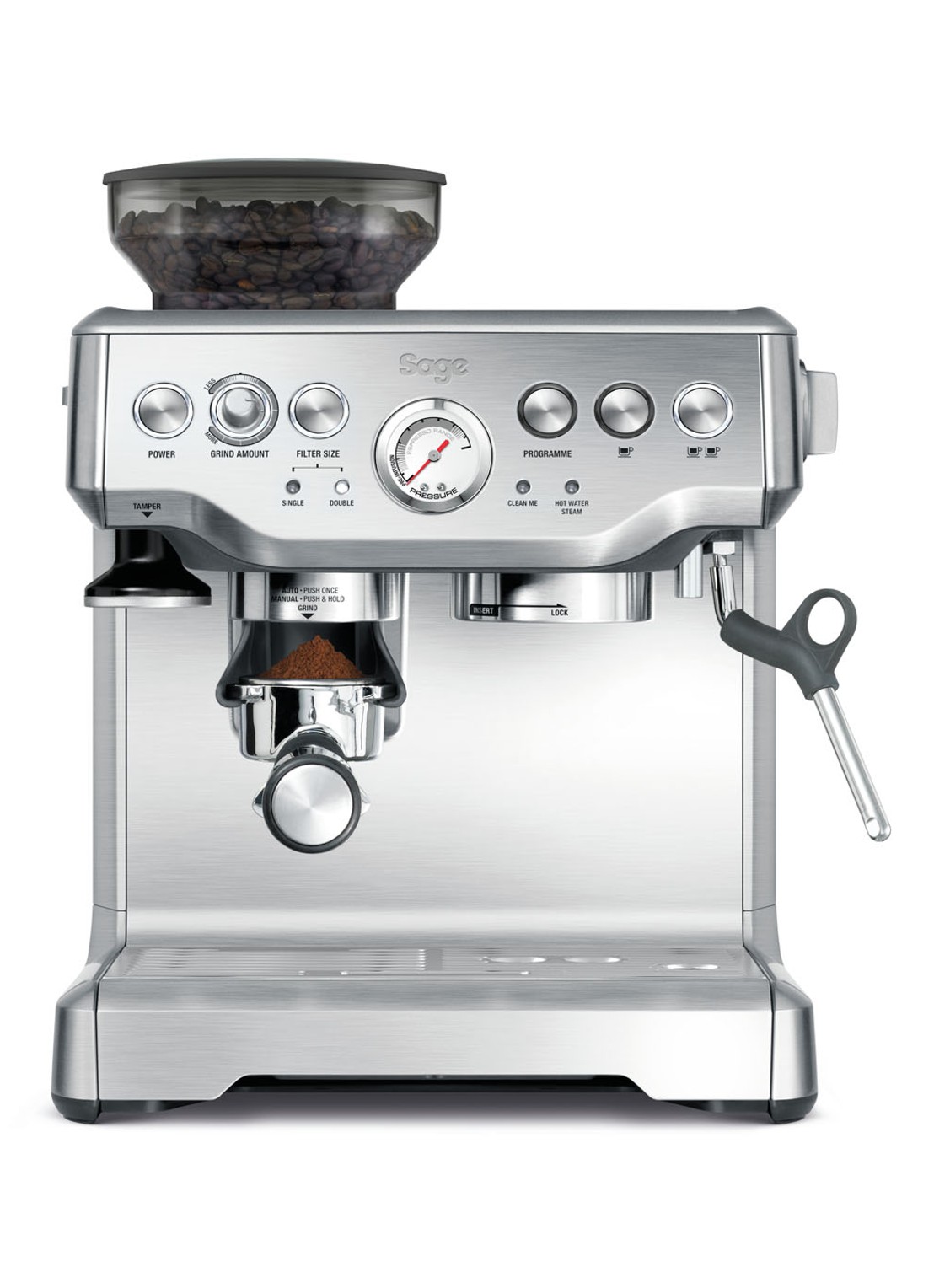 Sage Barista Express koffiemachine BES875BSS  - voorkant 3 zilver