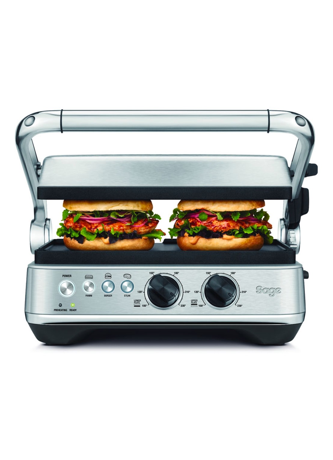 Sage The BBQ & Press contactgrill 35,1 x 37,5 cm SGR700BSS4EEU1 - voorkant zilver