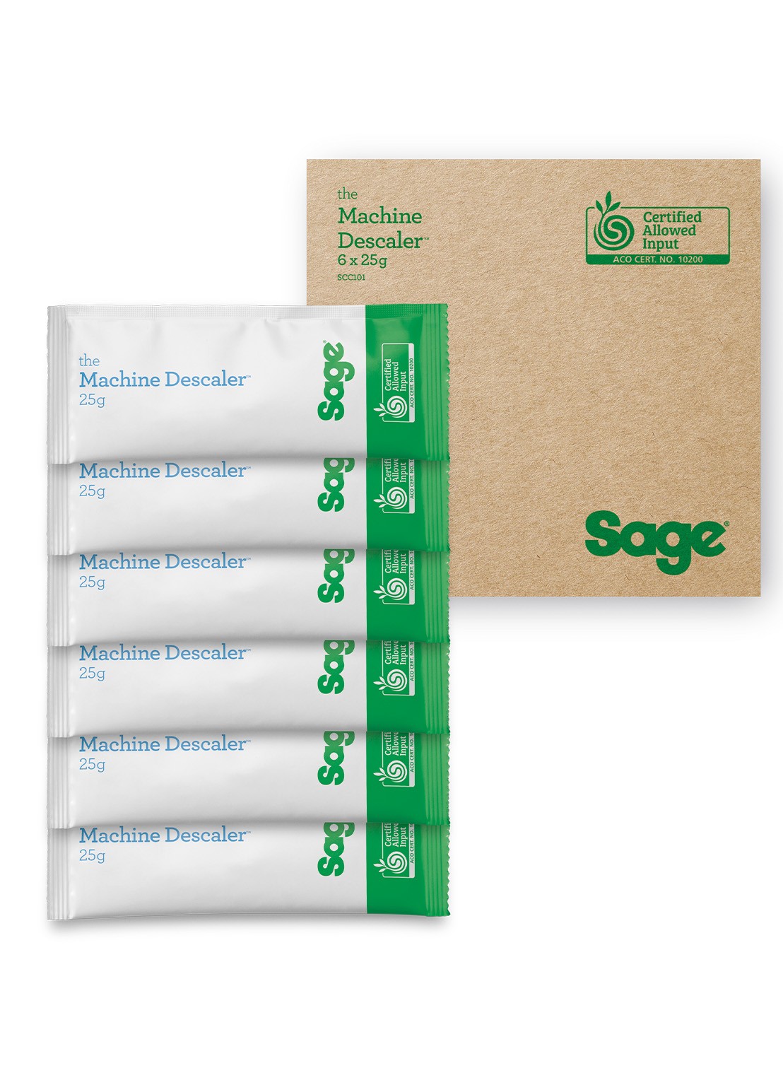 Sage The Machine Descaler ontkalker 25 gram set van 6 - voorkant 3 wit