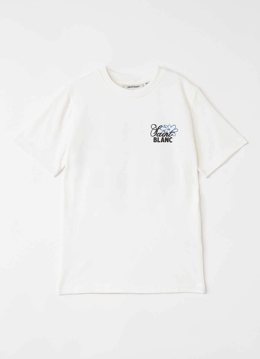 Saint Blanc Flower T-shirt met logo- en backprint - voorkant gebroken wit
