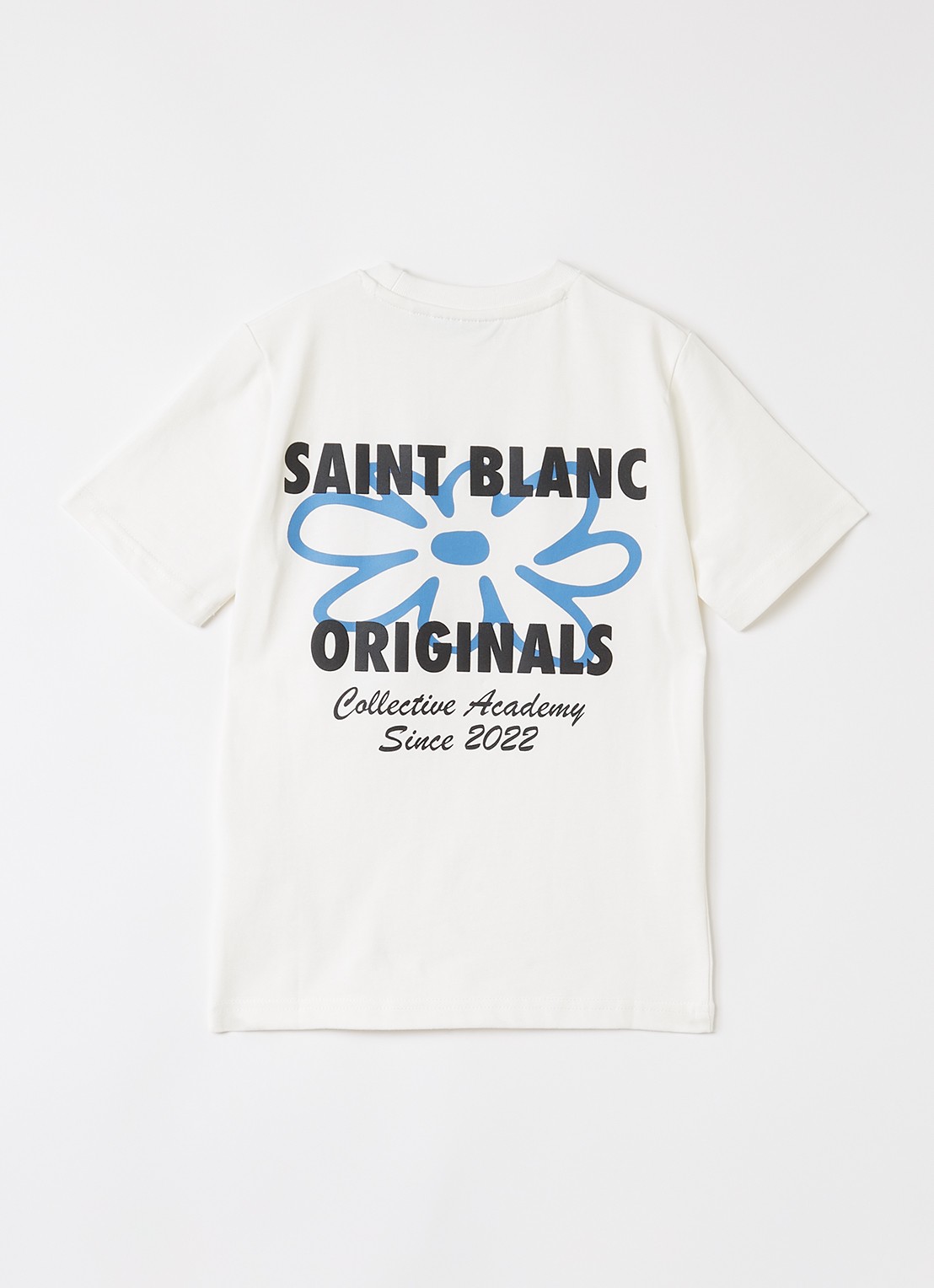 Saint Blanc Flower T-shirt met logo- en backprint - voorkant 2 gebroken wit