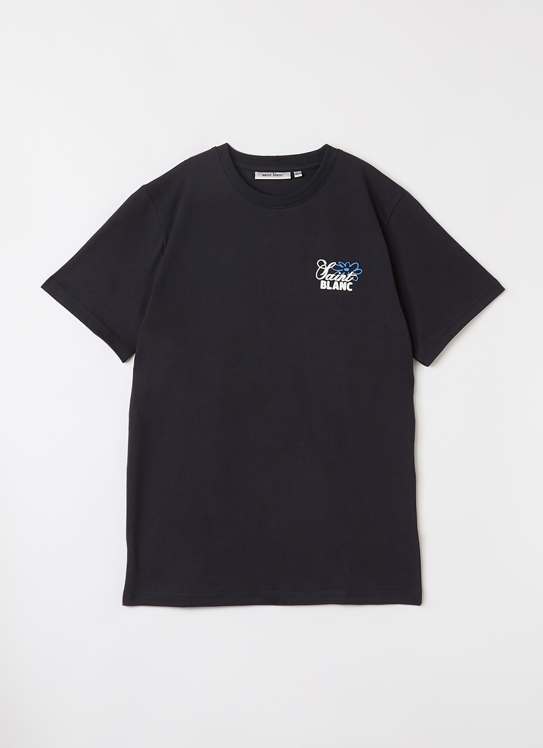 Saint Blanc Flower T-shirt met logo- en backprint - voorkant donkerblauw