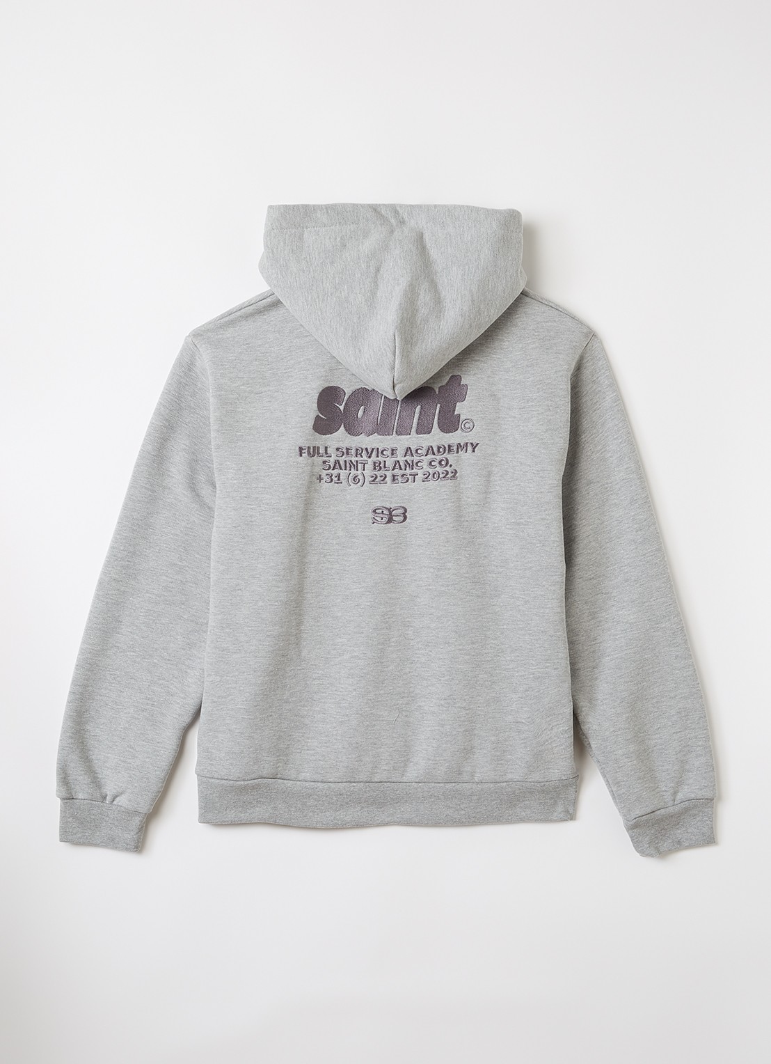 Saint Blanc Full Service hoodie met logoborduring - voorkant 3 grijsmele