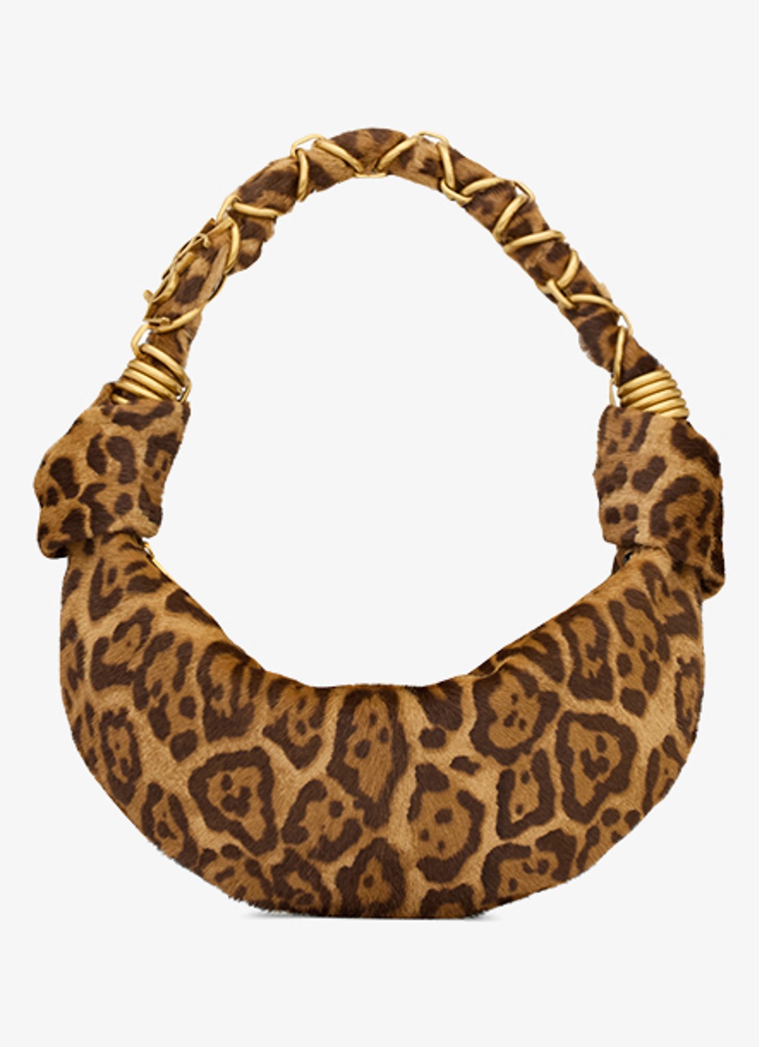 Saint Laurent Amalia Mini schoudertas van kalfsleer met ponyhair - voorkant 2 bruin
