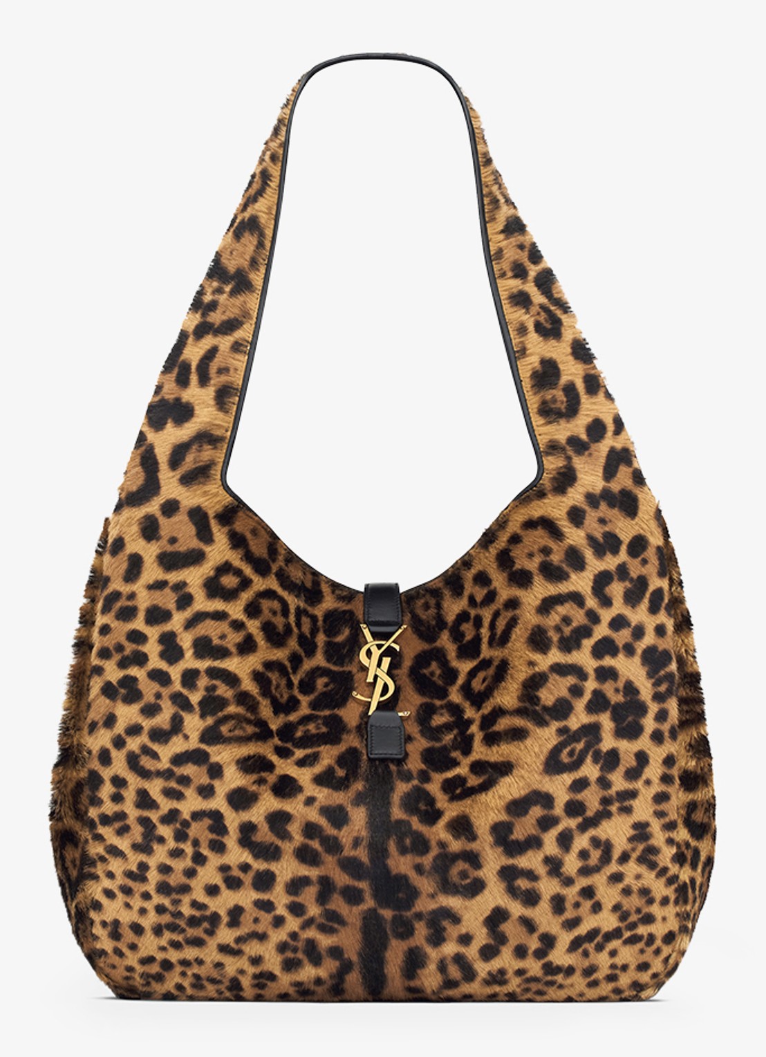 Saint Laurent Bea shopper van kalfsleer met ponyhair - detail 2 bruin