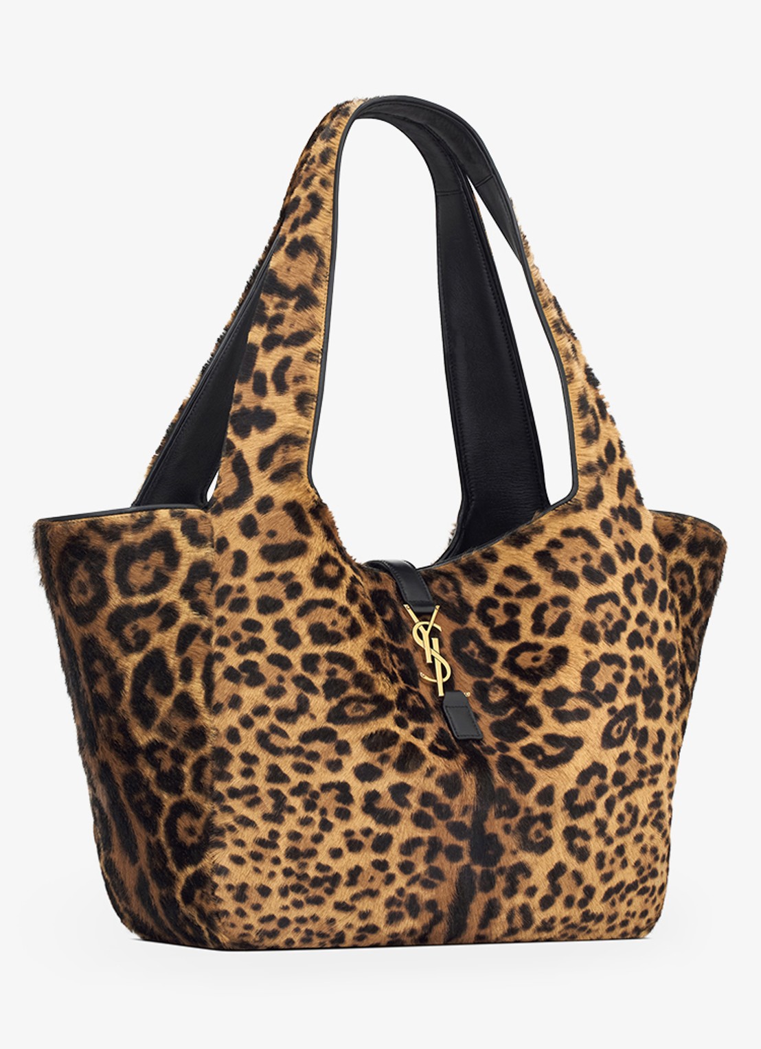 Saint Laurent Bea shopper van kalfsleer met ponyhair - detail 5 bruin