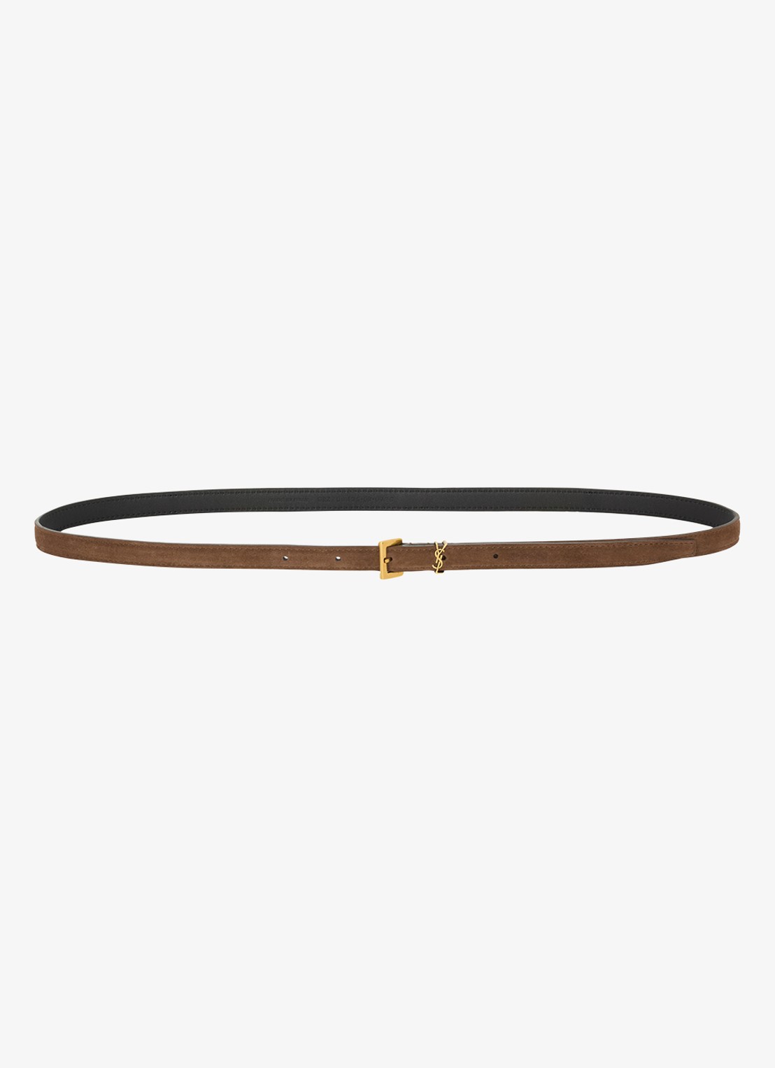 Saint Laurent Boucle Carree riem van kalfssuède - detail 2 bruin