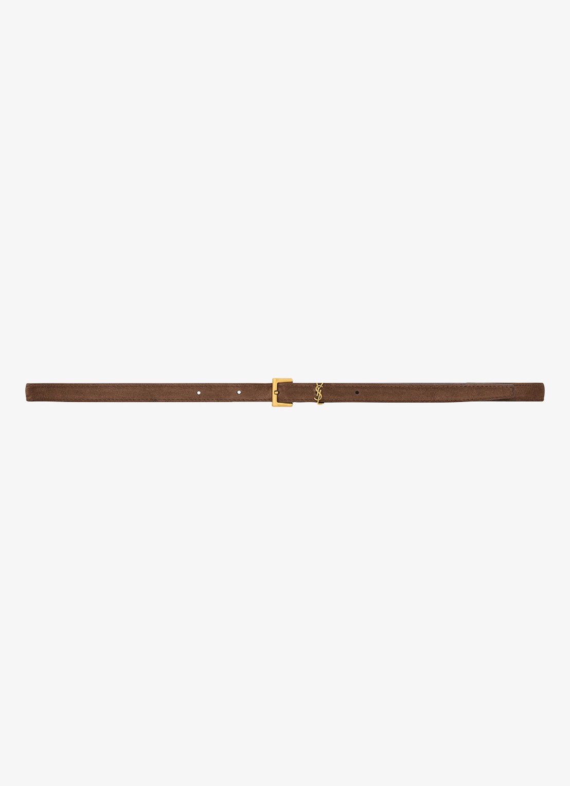 Saint Laurent Boucle Carree riem van kalfssuède - voorkant bruin