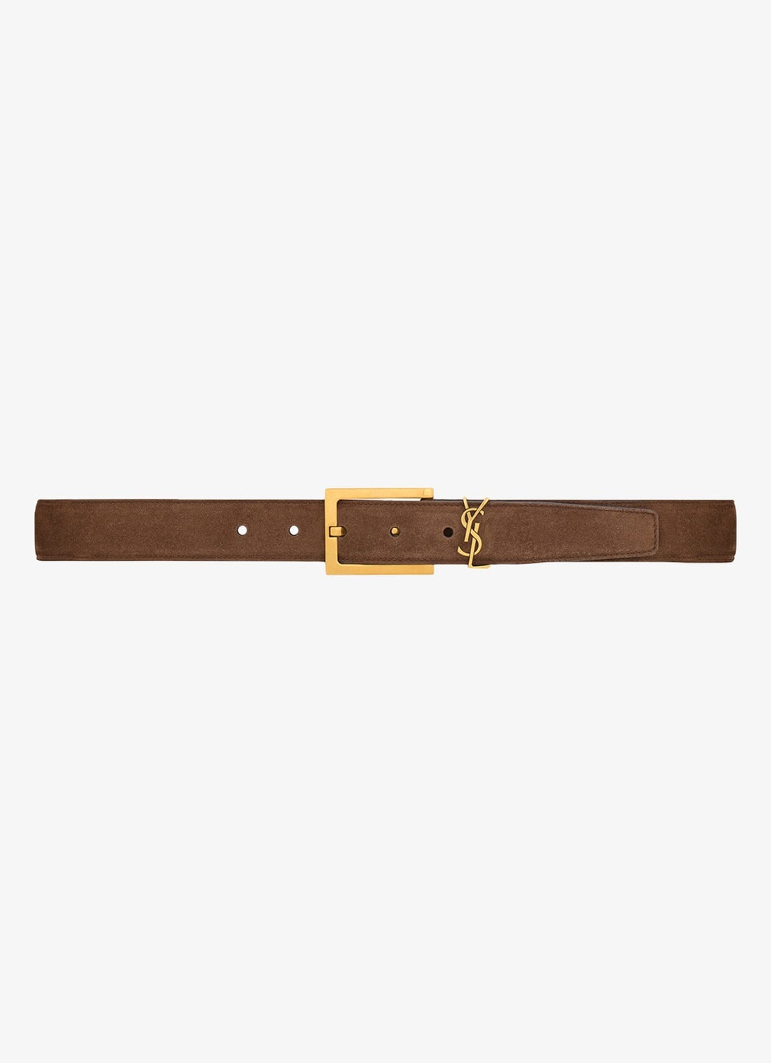 Saint Laurent Boucle Carree riem van kalfssuède - voorkant 3 bruin