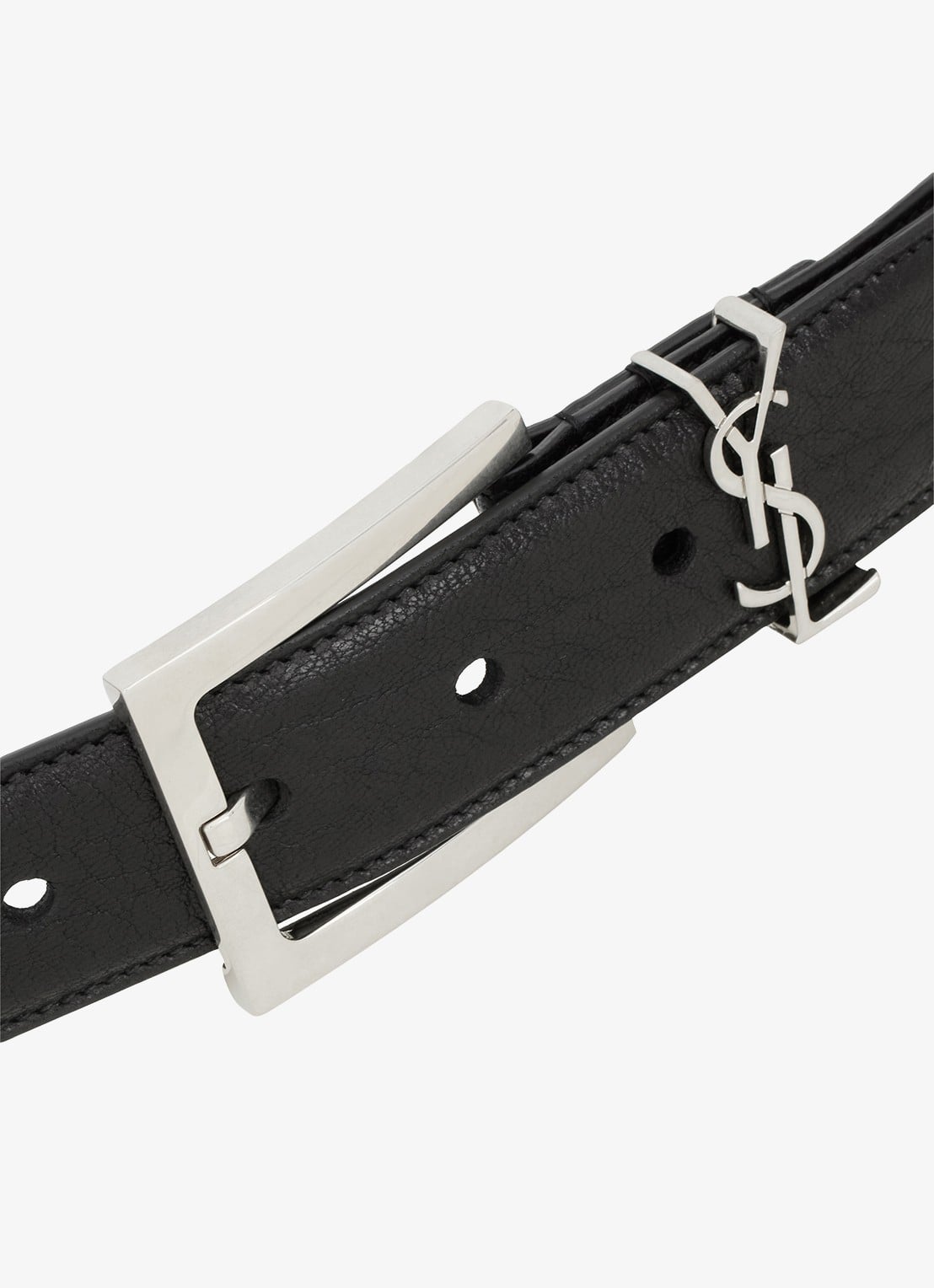Saint Laurent Boucle Carree riem van lamsleer - detail 2 zwart