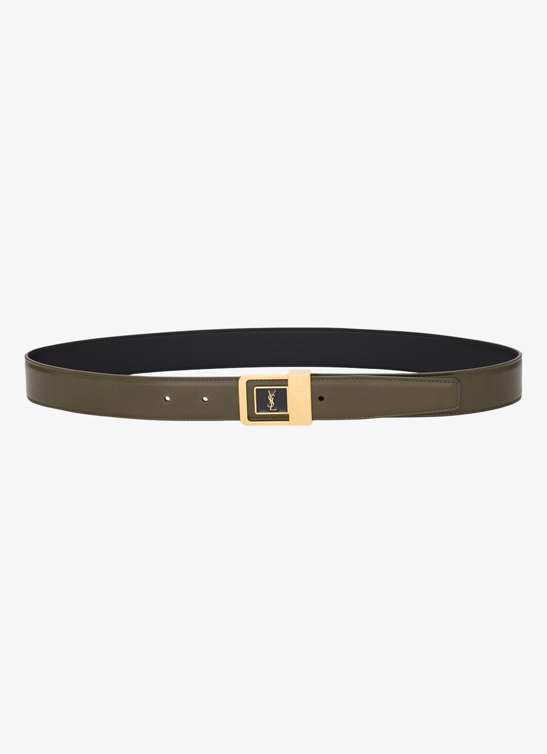 Saint Laurent Boucle La 66 riem van kalfsleer - detail 2 legergroen