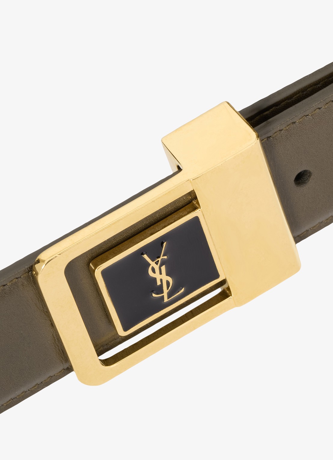 Saint Laurent Boucle La 66 riem van kalfsleer - detail 3 legergroen