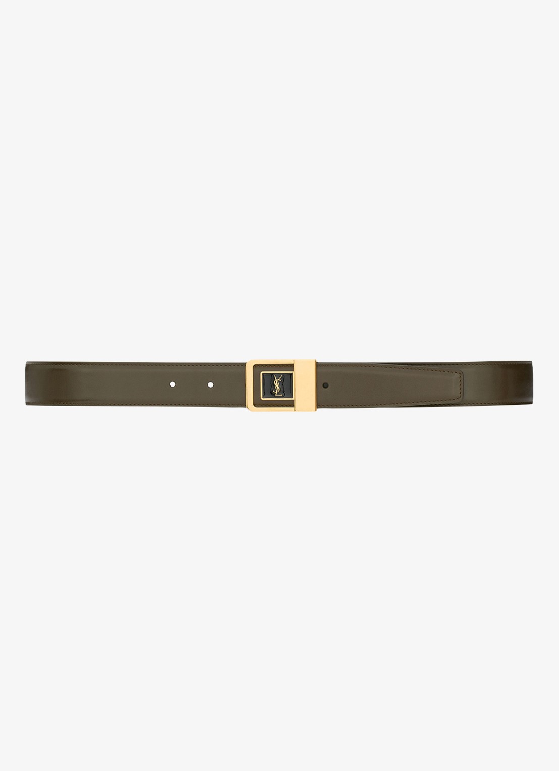 Saint Laurent Boucle La 66 riem van kalfsleer - voorkant legergroen