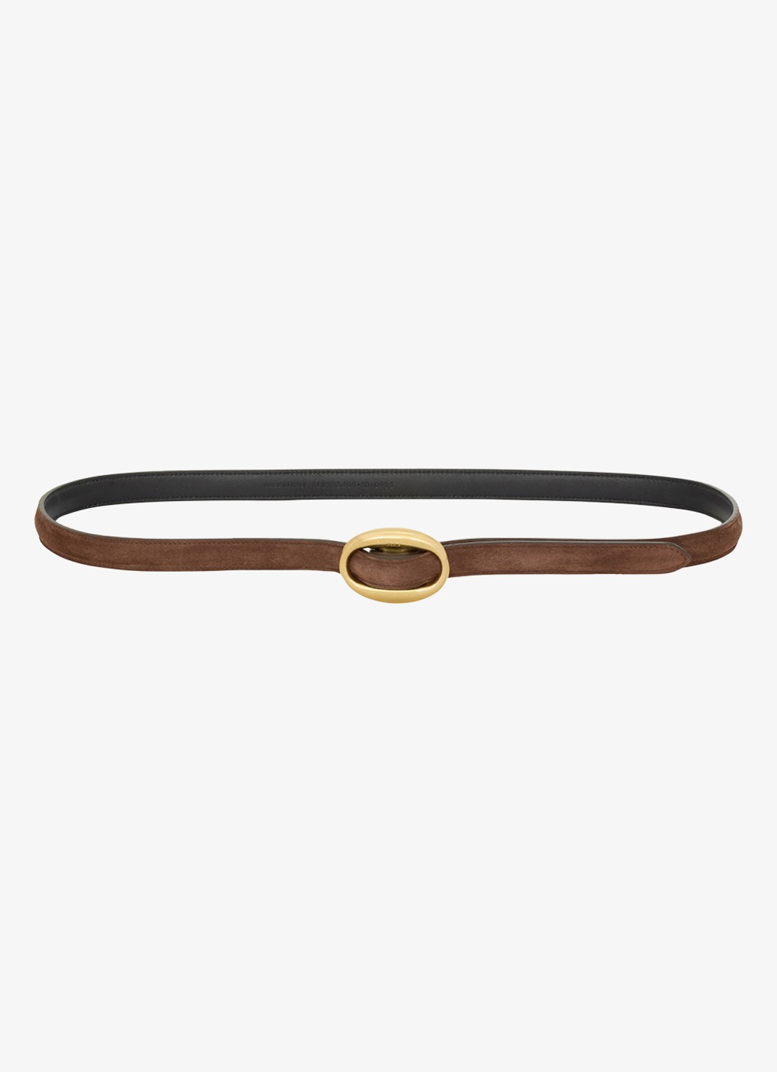 Saint Laurent Boucle Ovale riem van kalfsleer - detail bruin