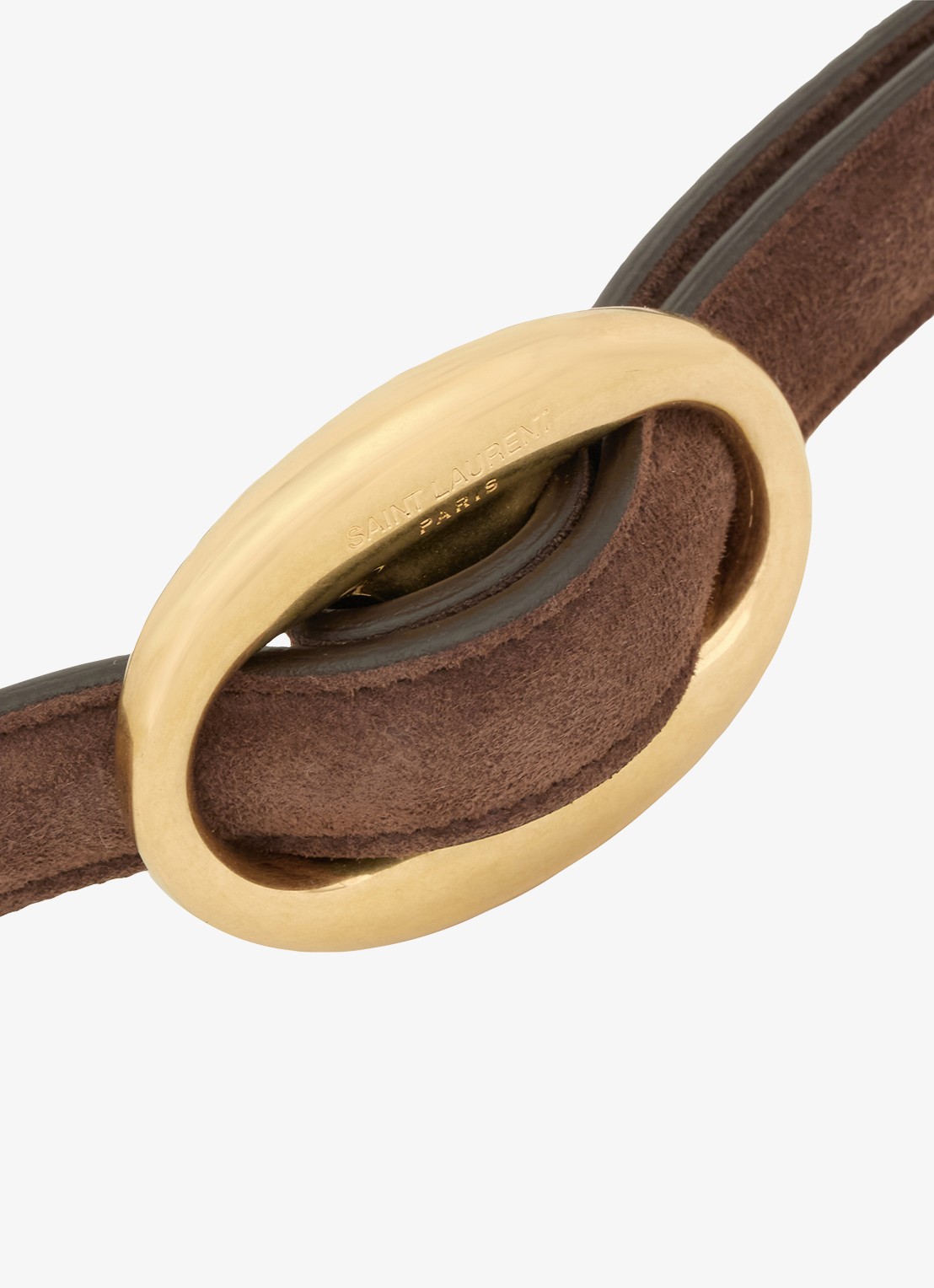 Saint Laurent Boucle Ovale riem van kalfsleer - detail 2 bruin
