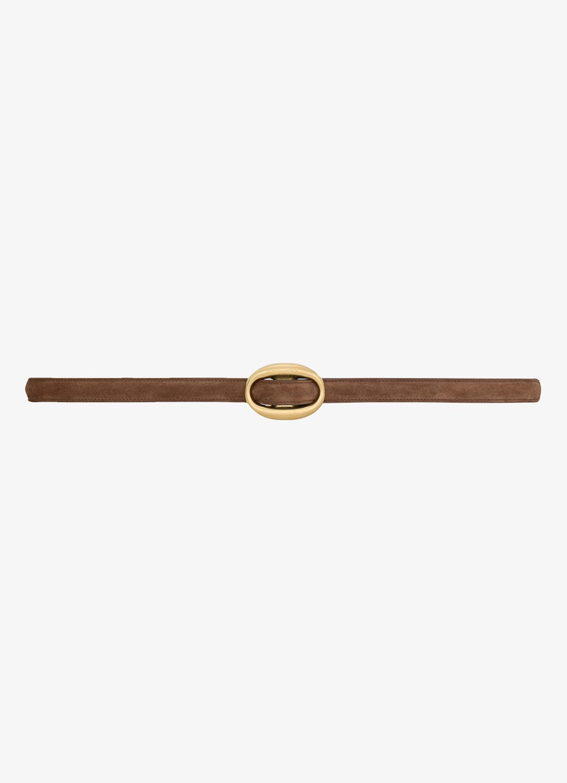 Saint Laurent Boucle Ovale riem van kalfsleer - voorkant 3 bruin