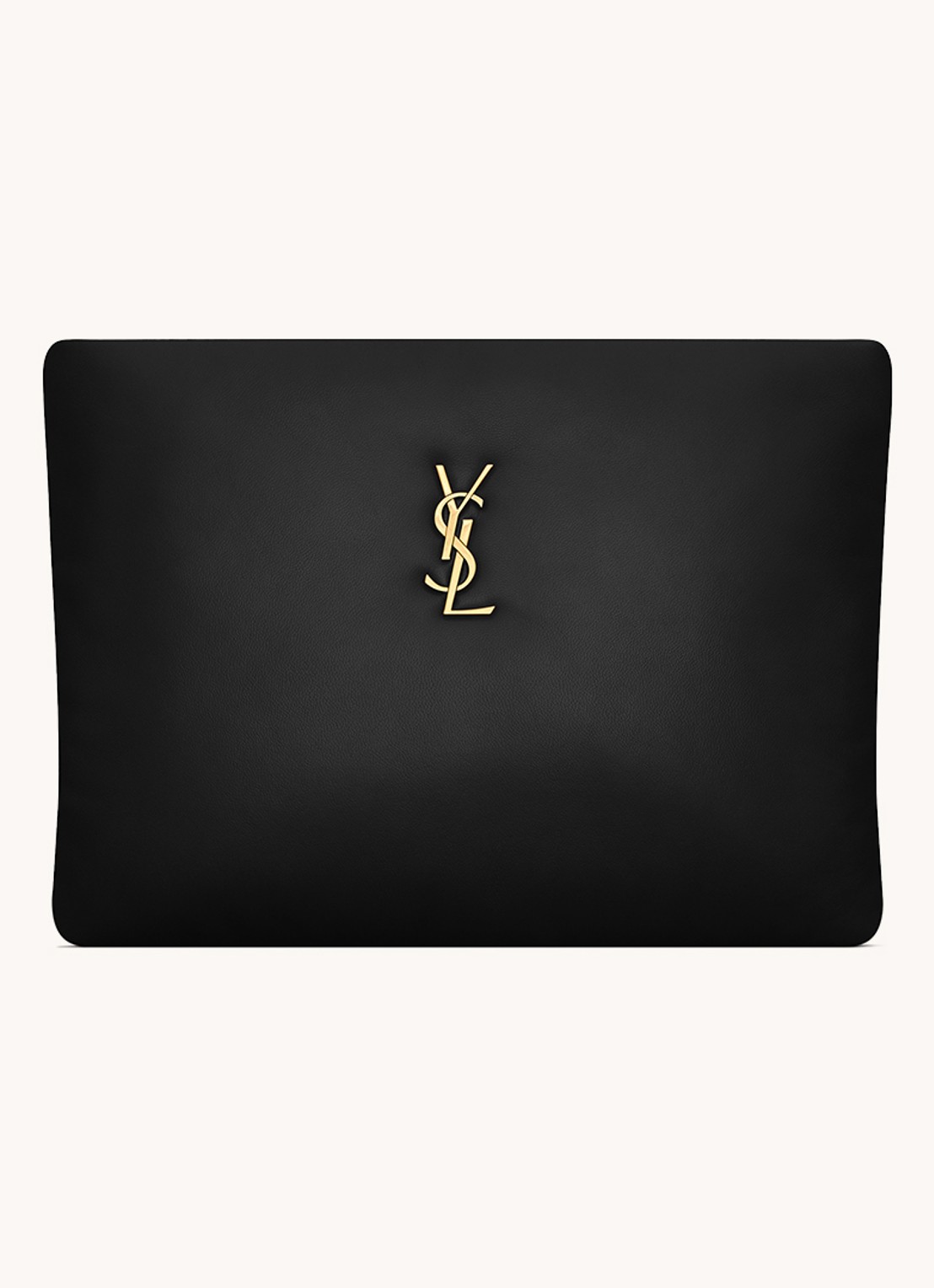 Saint Laurent Calypso Large clutch van lamsleer - voorkant zwart