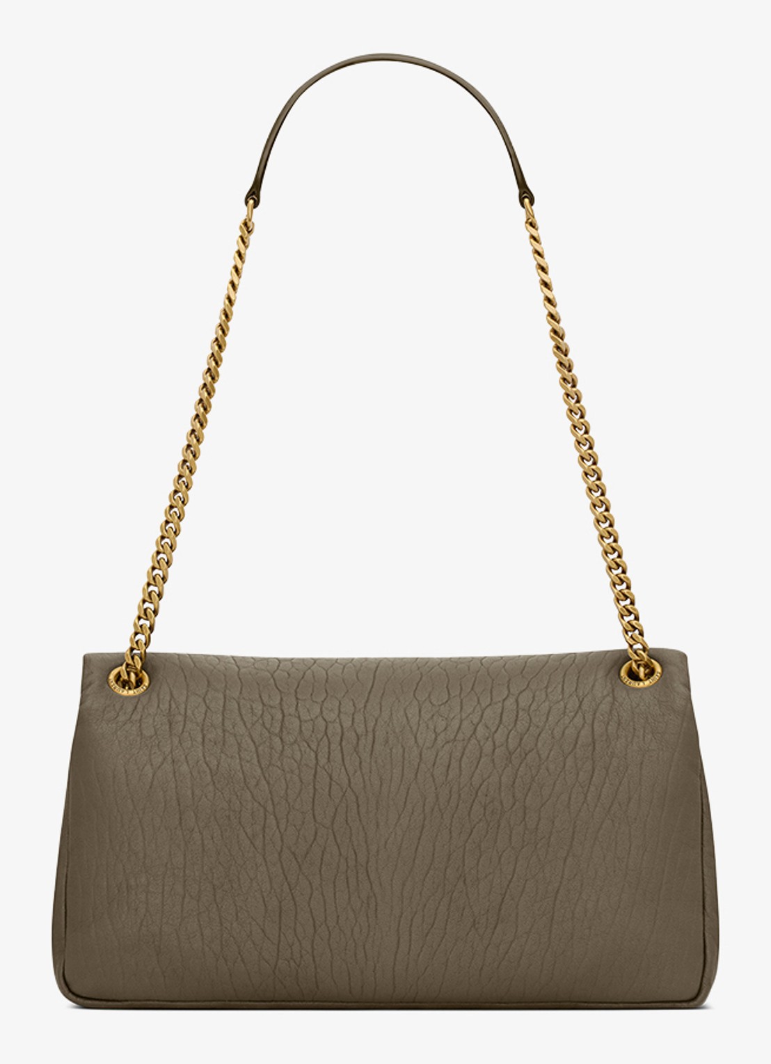 Saint Laurent Calypso Medium schoudertas van lamsleer - detail bronsgroen