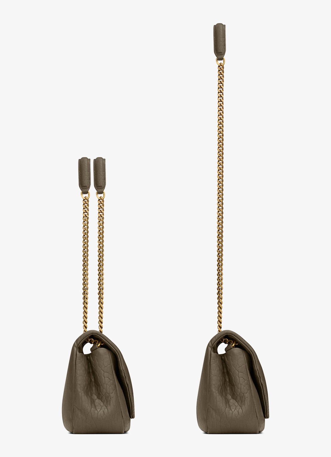 Saint Laurent Calypso Medium schoudertas van lamsleer - detail 2 bronsgroen