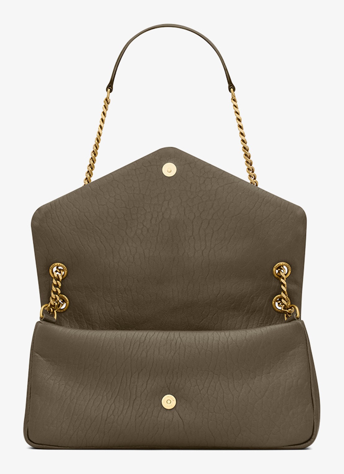 Saint Laurent Calypso Medium schoudertas van lamsleer - detail 3 bronsgroen