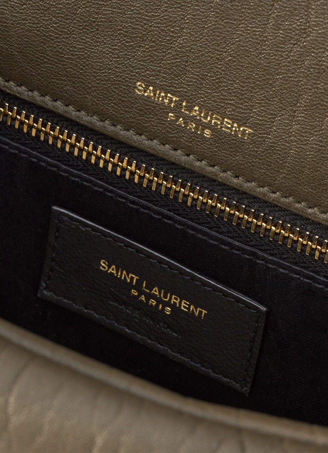 Saint Laurent Calypso Medium schoudertas van lamsleer - detail 5 bronsgroen