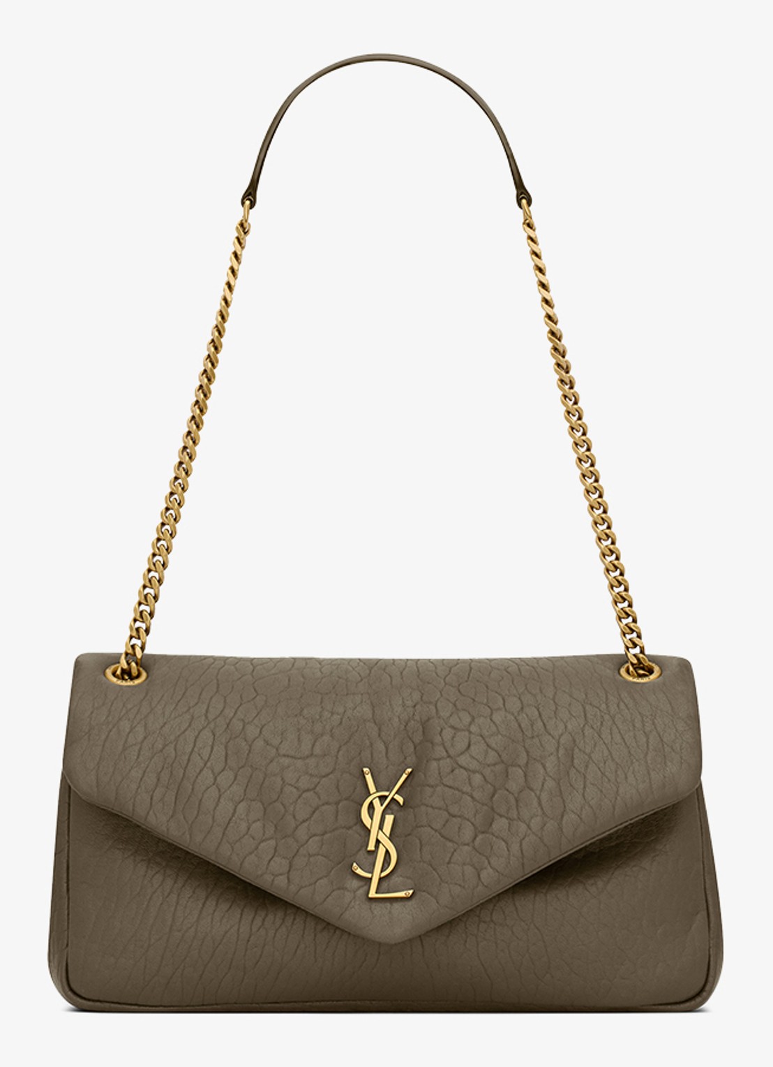 Saint Laurent Calypso Medium schoudertas van lamsleer - voorkant 6 bronsgroen