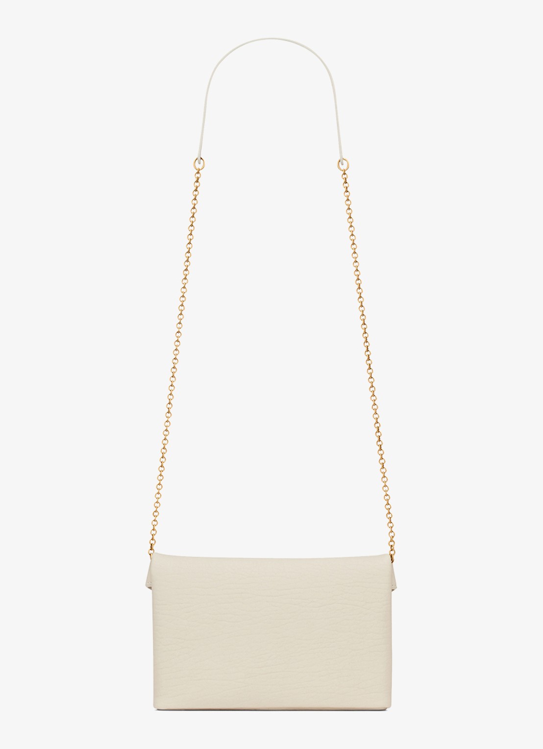 Saint Laurent Cassandre clutch van lamsleer met afneembare schouderriem - achterkant gebroken wit