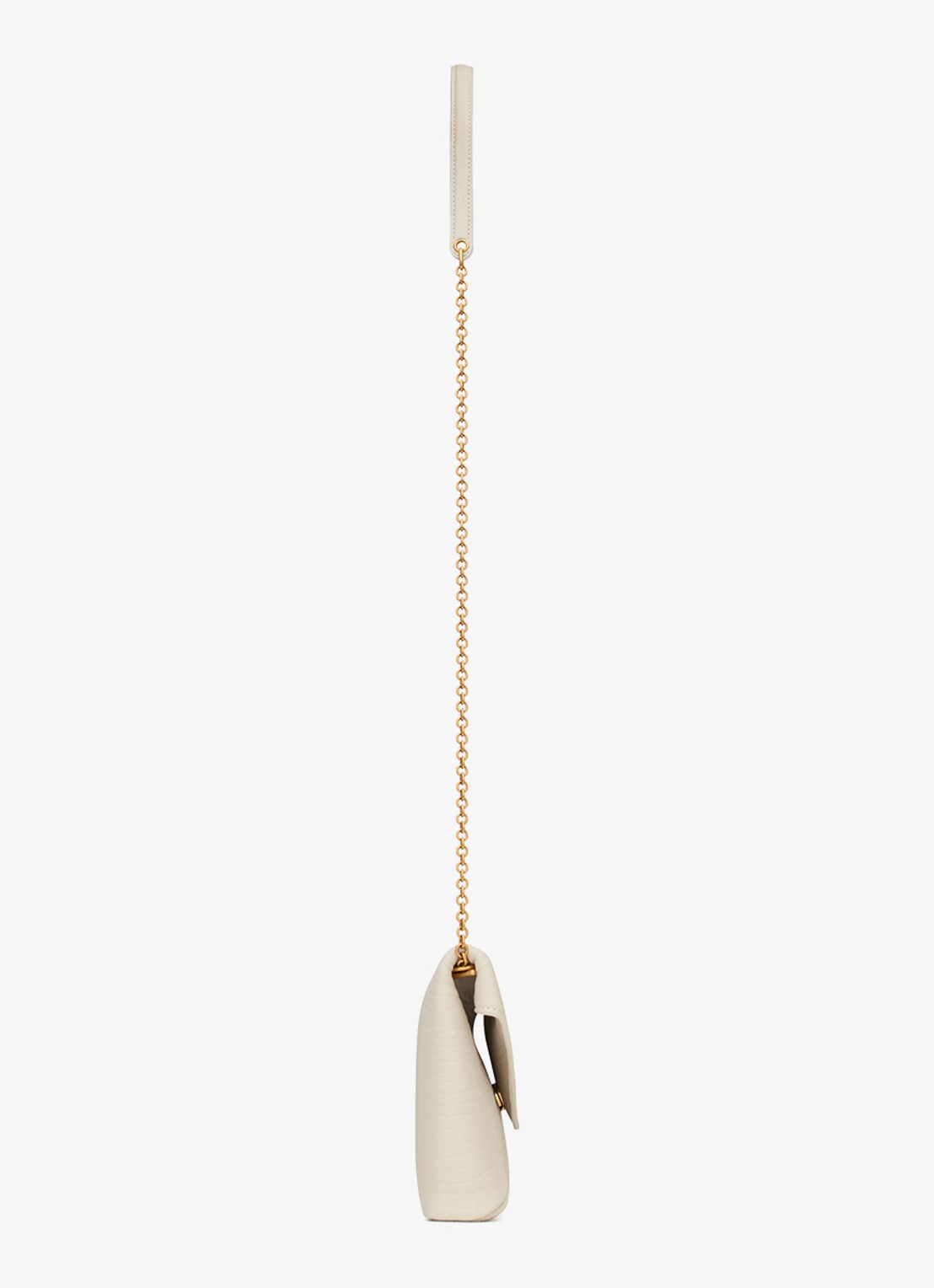 Saint Laurent Cassandre clutch van lamsleer met afneembare schouderriem - detail 4 gebroken wit