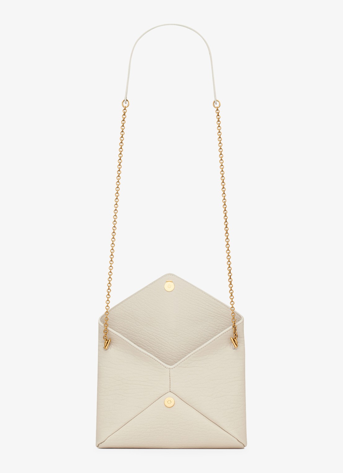 Saint Laurent Cassandre clutch van lamsleer met afneembare schouderriem - detail 5 gebroken wit