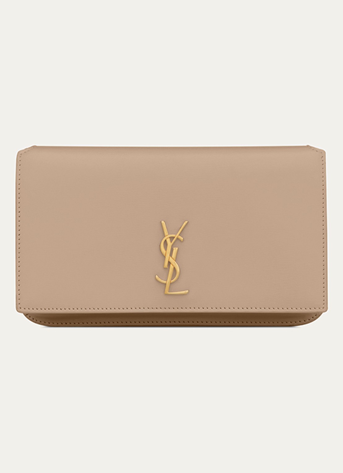 Saint Laurent Cassandre crossbody telefoonhoes van kalfsleer - voorkant 6 beige