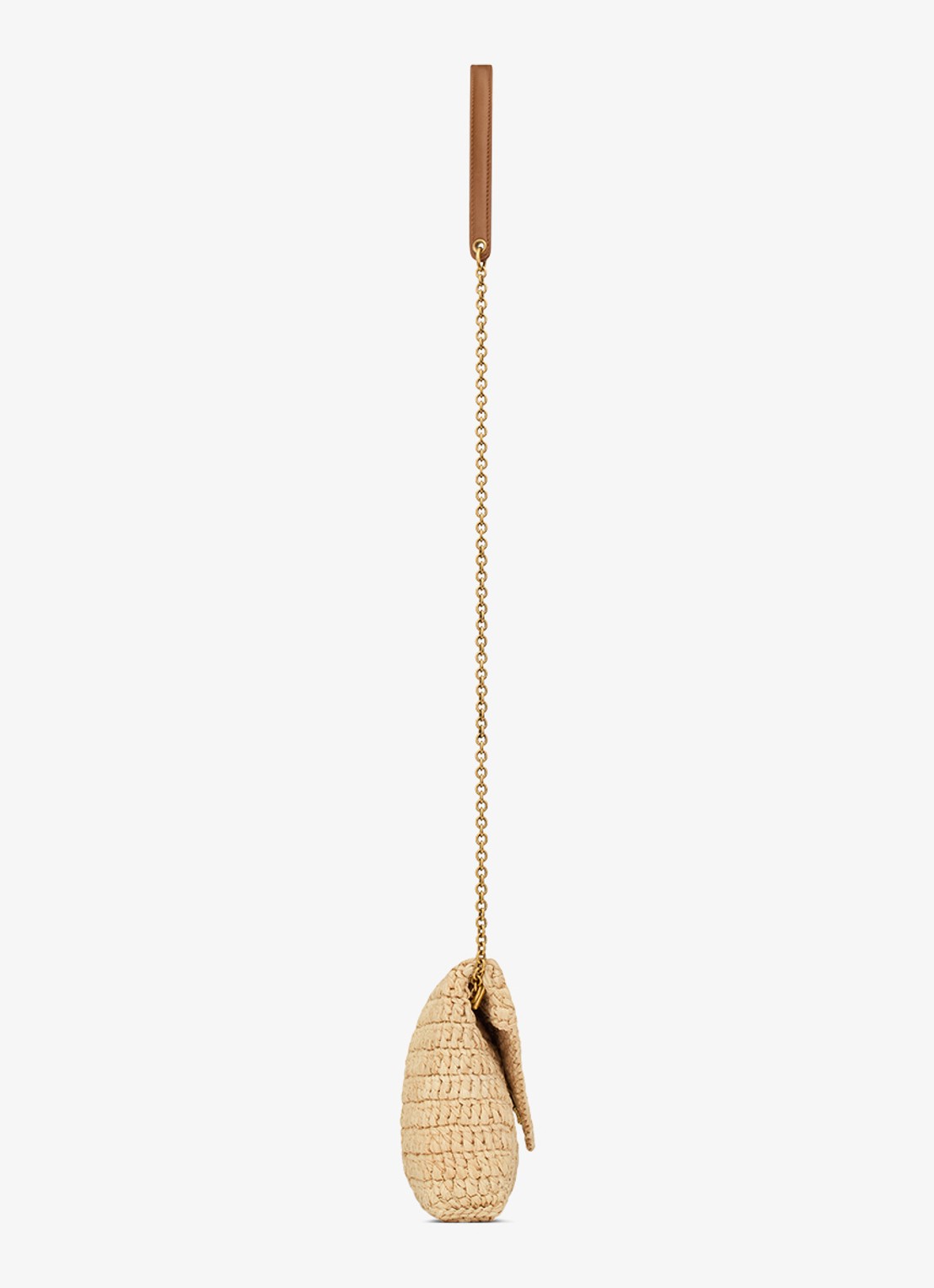 Saint Laurent Cassandre crossbodytas van raffia met leer - detail 2 beige