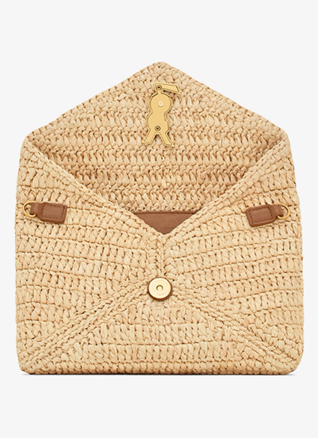 Saint Laurent Cassandre crossbodytas van raffia met leer - detail 3 beige