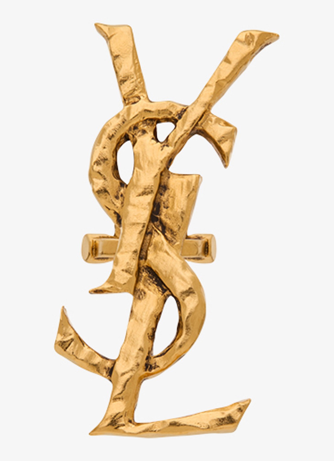 Saint Laurent Cassandre enkele oorclip met logo - voorkant goud