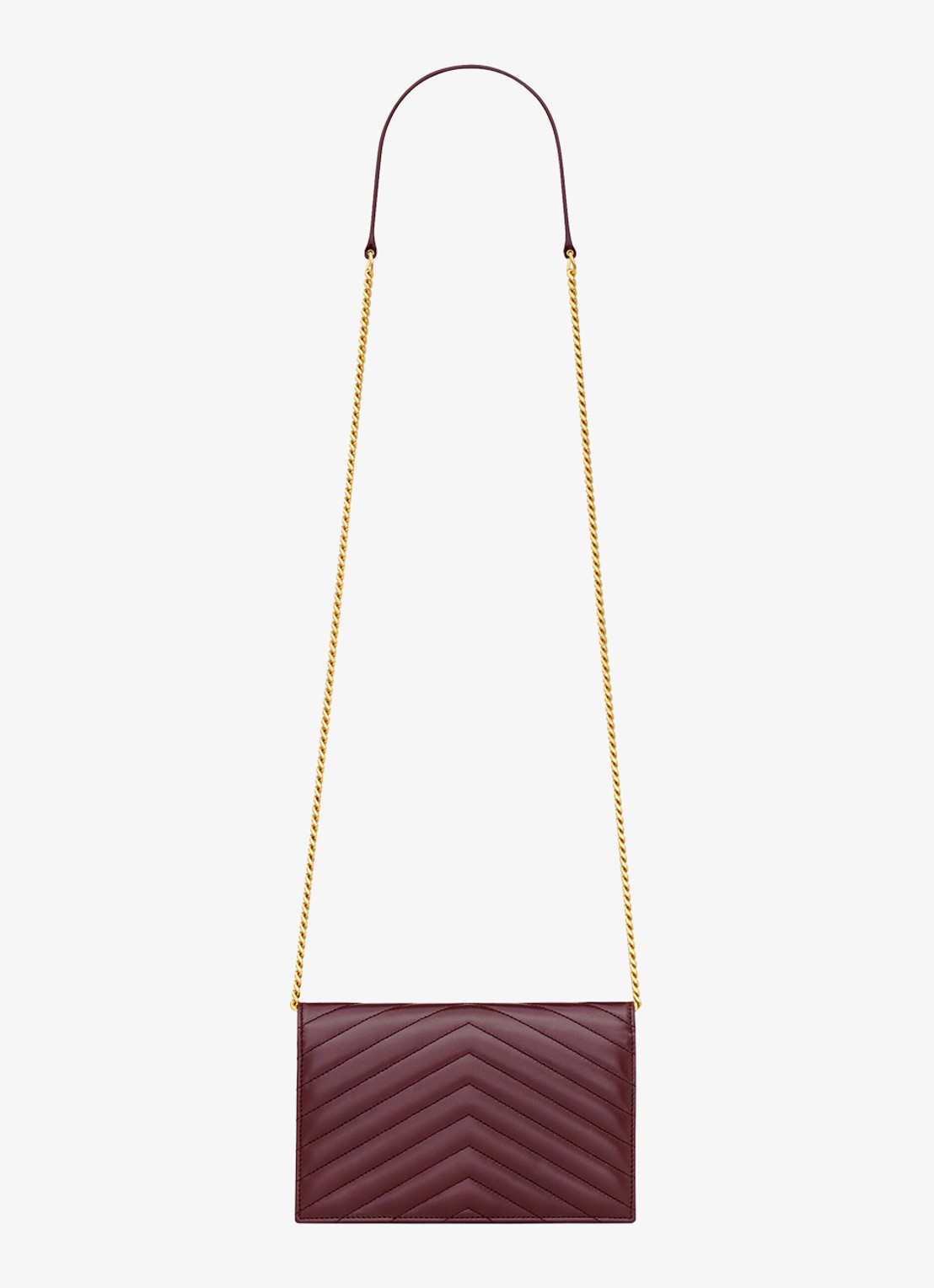 Saint Laurent Cassandre Envelope clutch van lamsleer met afneembare schouderriem - achterkant bordeauxrood