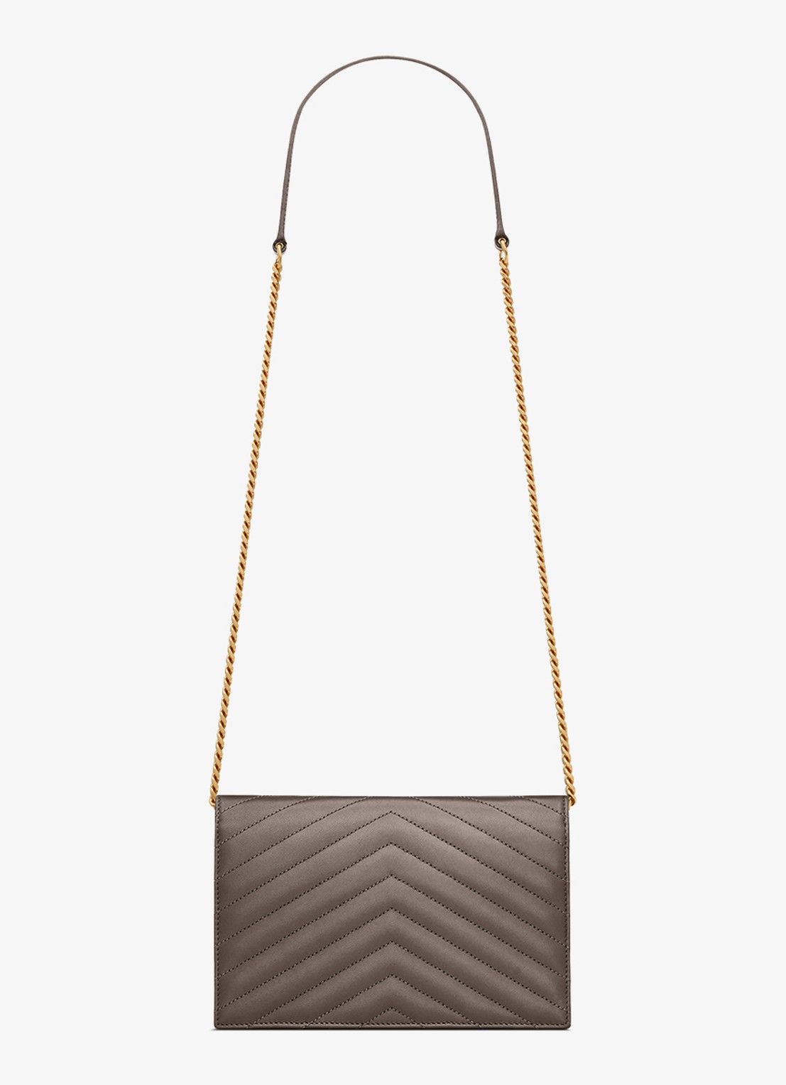 Saint Laurent Cassandre Envelope clutch van lamsleer met afneembare schouderriem - achterkant 5 grijs
