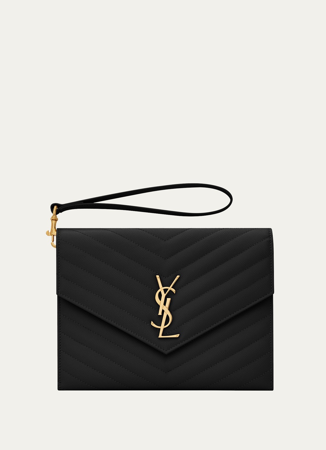 Saint Laurent Cassandre Flap clutch van quilted kalfsleer - voorkant zwart