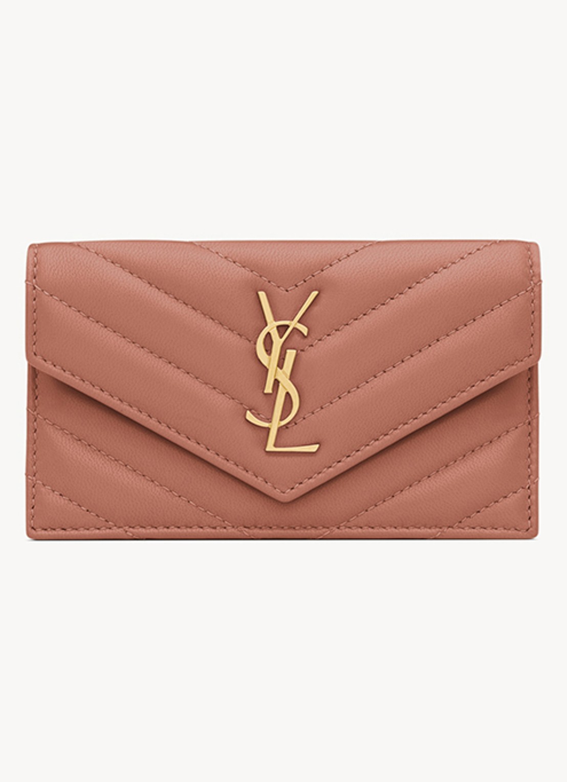 Saint Laurent Cassandre Fragments portemonnee van kalfsleer - voorkant 3 oudroze