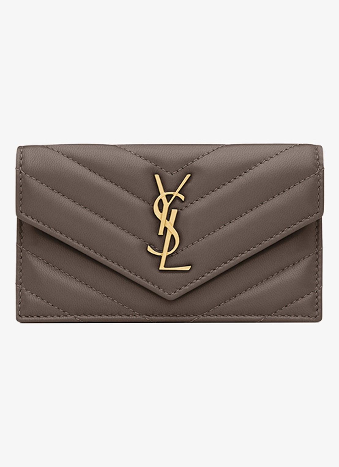 Saint Laurent Cassandre Fragments portemonnee van lamsleer - voorkant 3 taupe