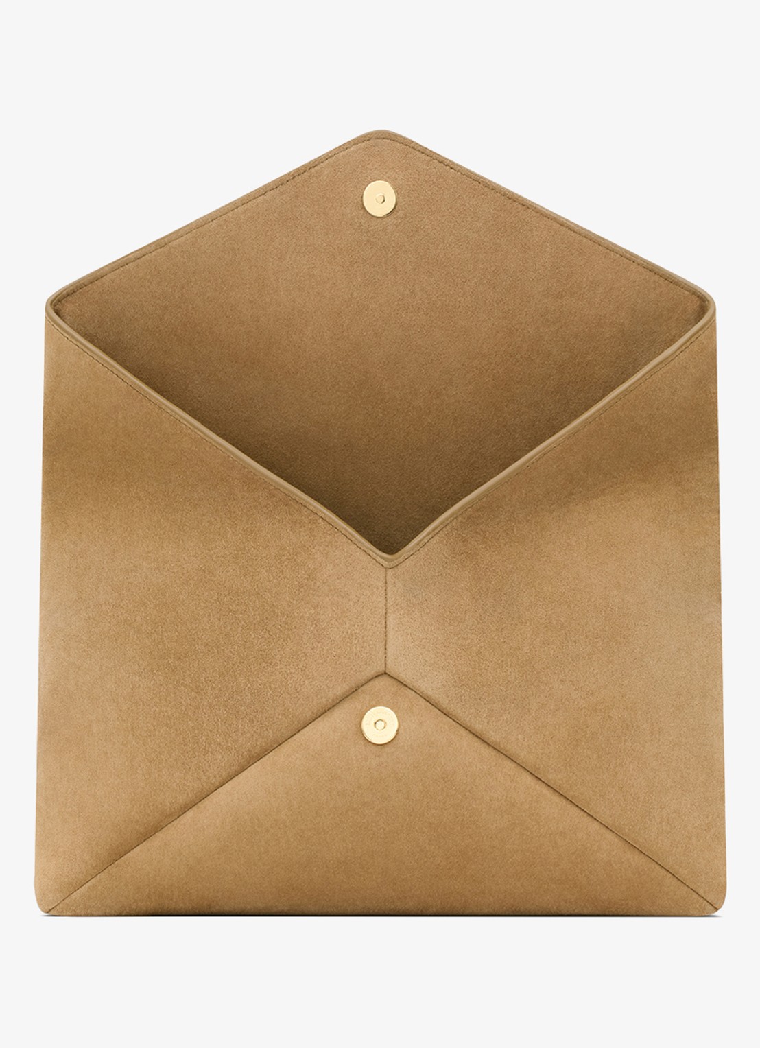 Saint Laurent Cassandre Large clutch van kalfssuède - detail 4 lichtbruin