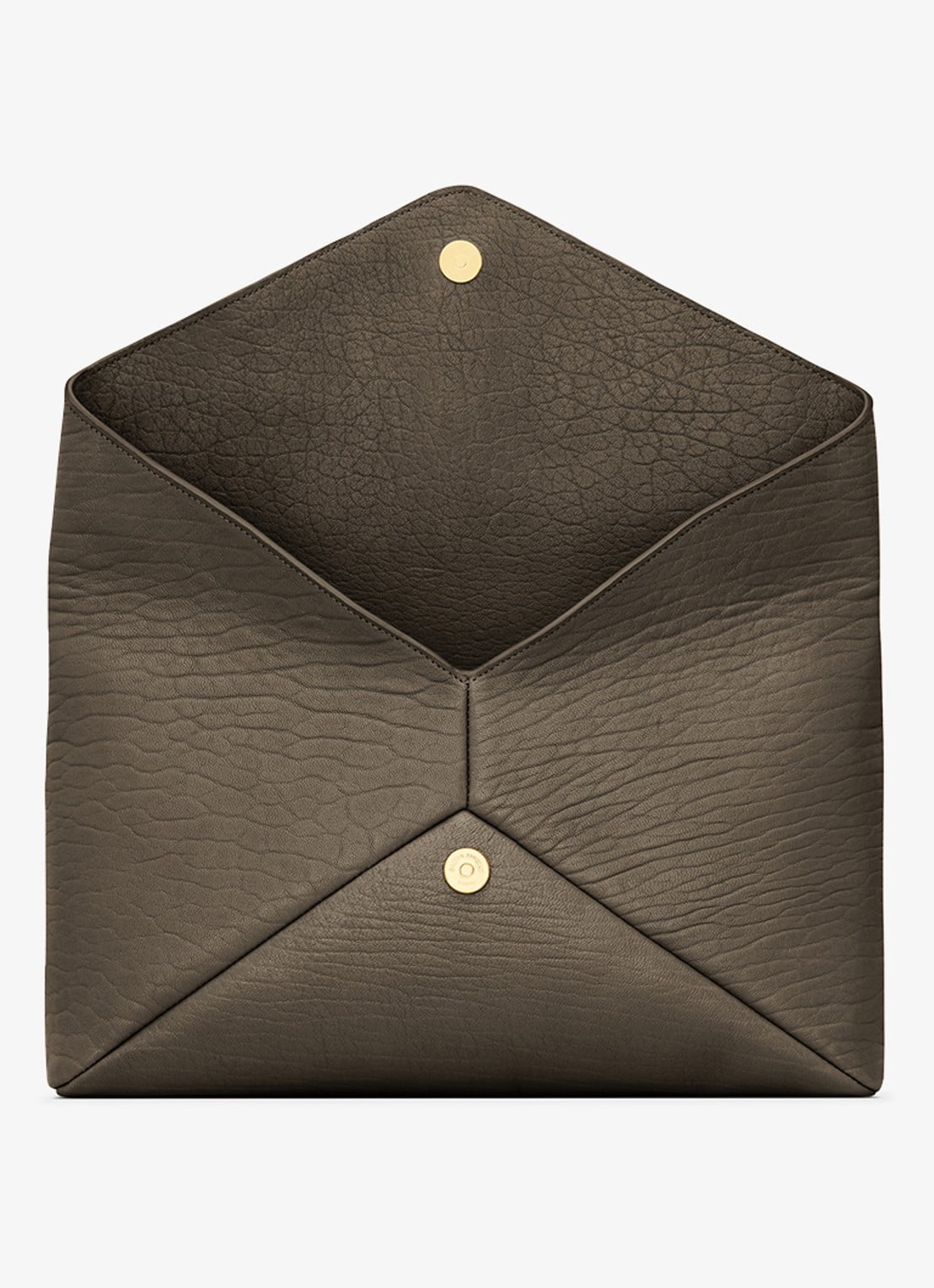 Saint Laurent Cassandre Large clutch van lamsleer - detail 3 bronsgroen