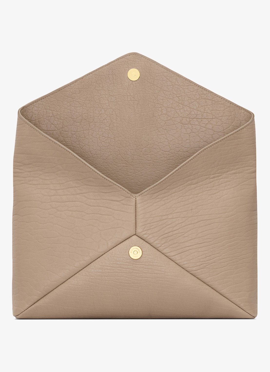 Saint Laurent Cassandre Large clutch van lamsleer - detail 3 lichtbruin
