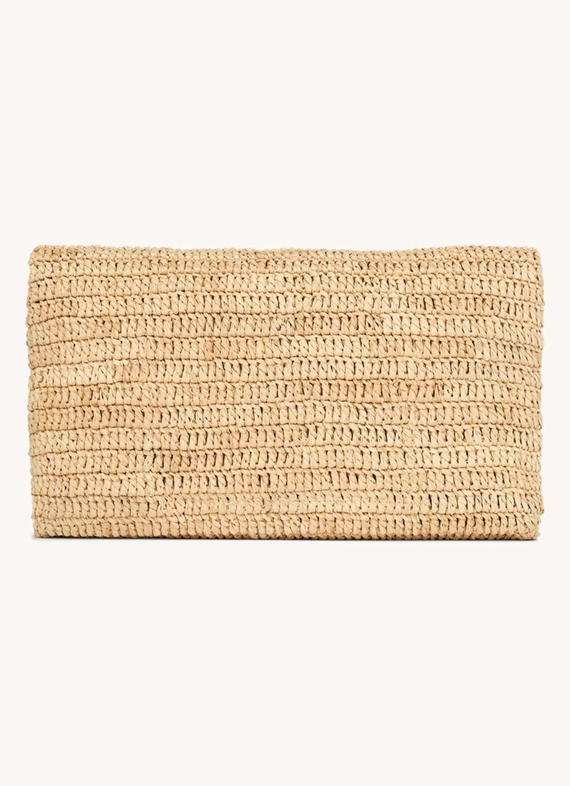 Saint Laurent Cassandre Large clutch van raffia - achterkant 2 beige