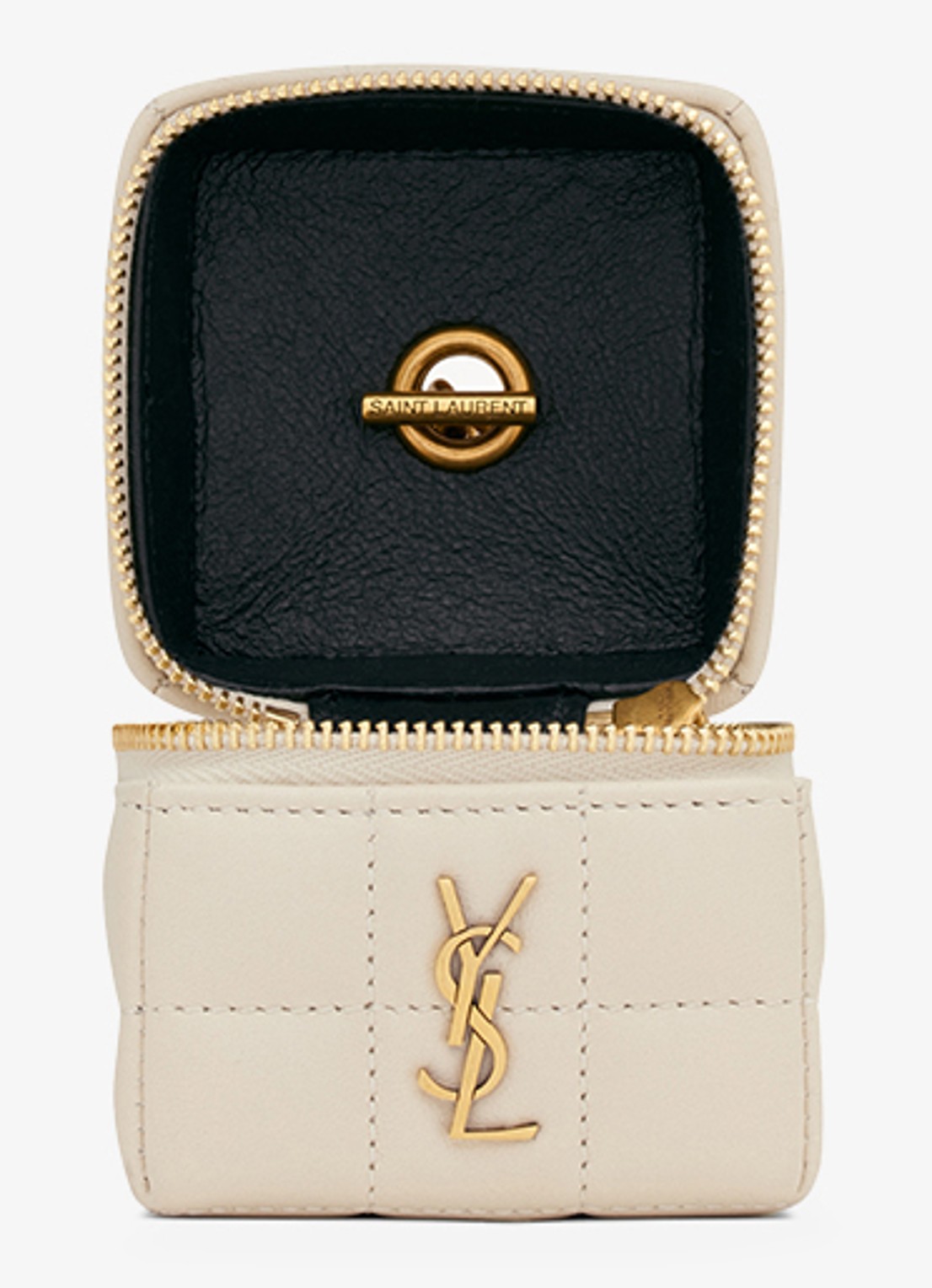 Saint Laurent Cassandre Matelassé Carré Mini Cube handtas van lamsleer - detail 3 gebroken wit
